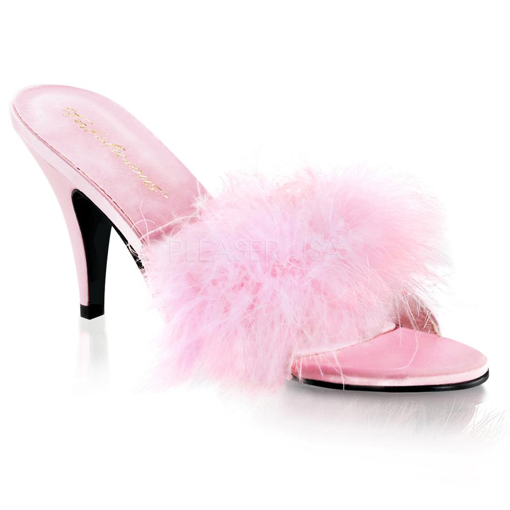 roze slippers met bont
